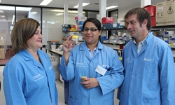 Ms Cindy Cassidy Farmlink, CSU PhD student Esther Callcott and Graham Centre Director Professor Michael Friend.