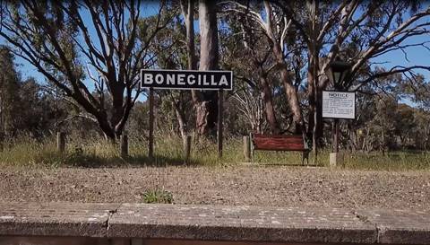 Signage at Bonegilla railway stop