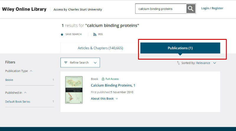 screen sample of the Wiley website with 'Publication titles' highlighted