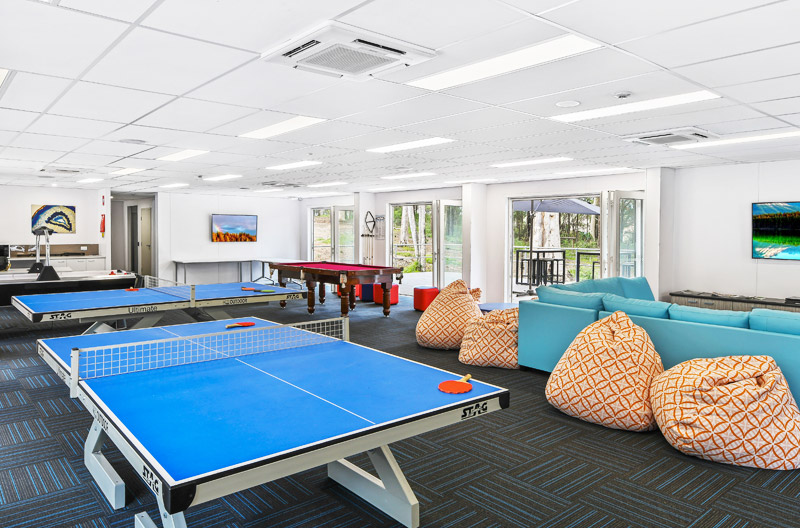 Table Tennis and bean bag seating area