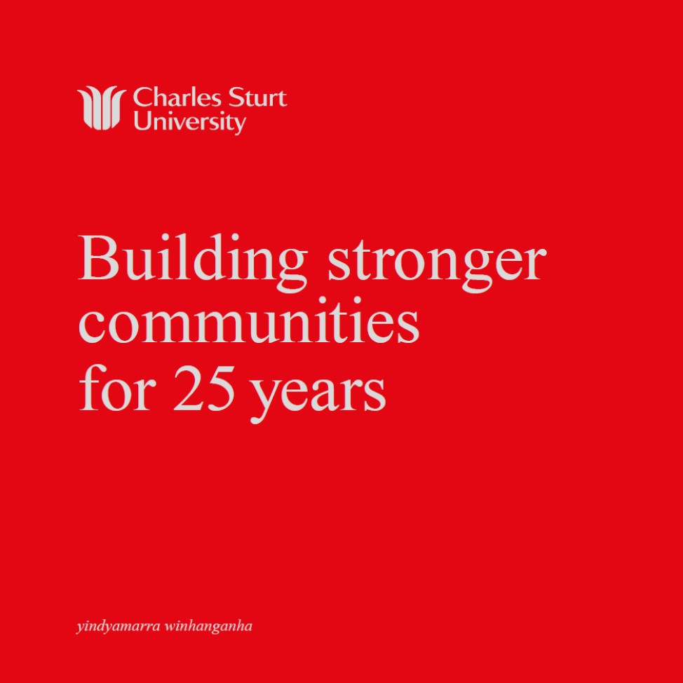 The cover of the publication by Margaret Van Heekeren, Charles Sturt University: Building Stronger Communities for 25 Years.