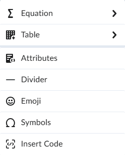 + menu options