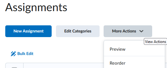 accessing preview option for assignments