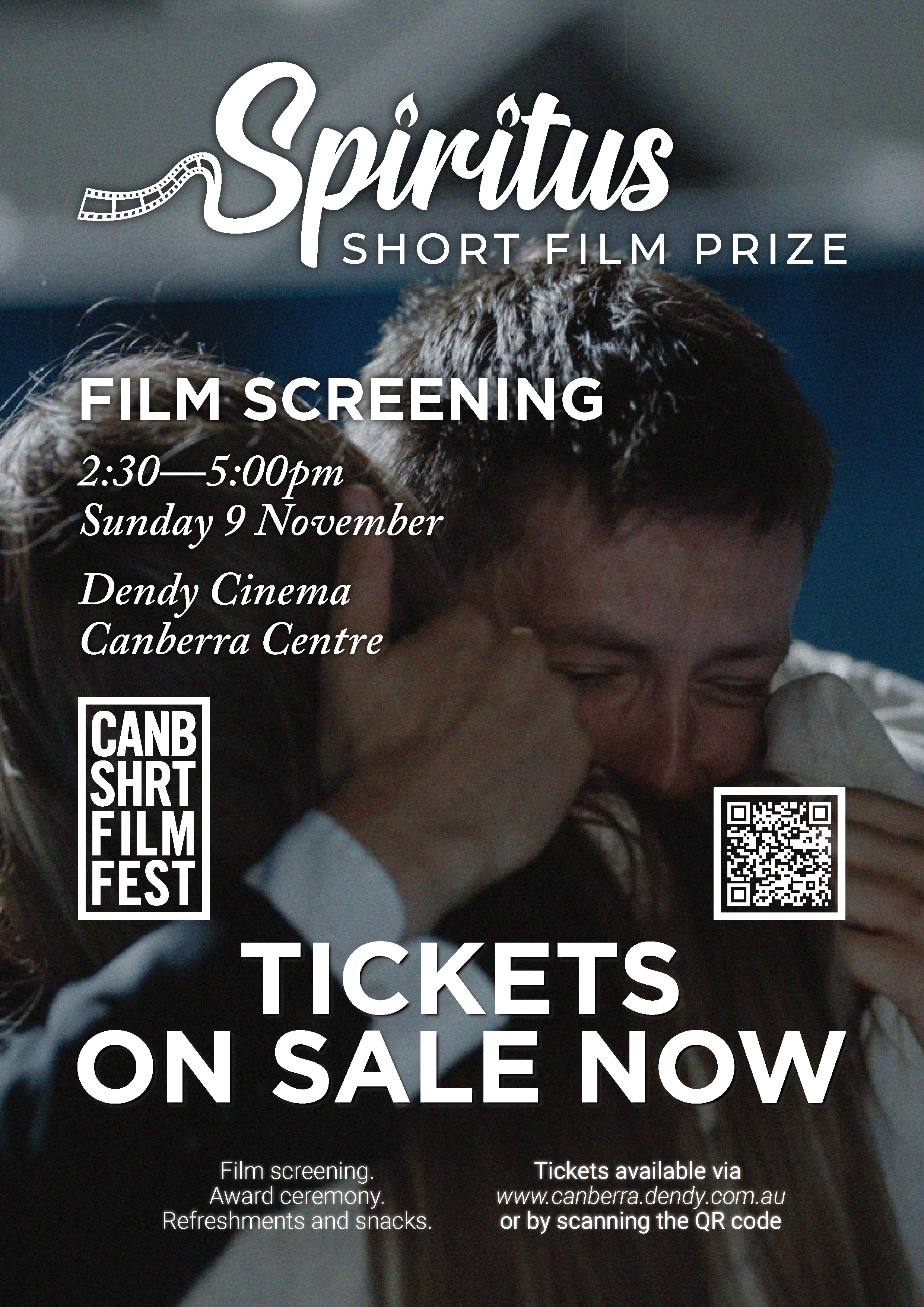 Image of men hugging with Spiritus and details of Spritus film screening with Tickets on Sale Now. 