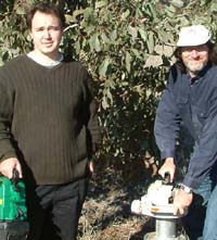 CSU&rsquo;s David Perovic and Geoff Gurr collecting data in native bushland.
