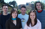 Five of the seven CSU journalism students to the PANPA '08 conference (left to right) Mr Tom Dougherty, Ms Chi Tranter, Mr Nathan Dukes, Ms Elizabeth Ackroyd, and Mr Louis Andrews.