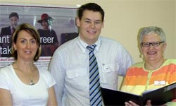 Dr Sue Hatcher, CSU student Chris Blore, and CSU lecturer Zelma Bone.