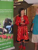 Associate Professor Asta Balto with CSU's Mr John Muk Muk Burke during a visit to the University.