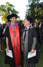 Two of the judges of the Mary Gilmore Award for 2010-11, Dr Derek Motion (left) and Mr David Gilbey at CSU in 2011.