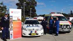 Supporting the Information Day 2012 at CSU in Port Macquarie is NSW police officers Steve Cherry and Wendy Hudson and NSW paramedics Maxine Wallace and Leisa Brunyee. 