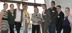 CSU's Kajulu Red team with Ms Anne Llewellynn (yellow scarf) and Ms Heather Leembruggen, president and chair of IAA Australia Chapter (centre)