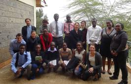 Photo of the Global Voices delegation meeting with students from the Jomo Kenyatta University of Agriculture and Technology (JKUAT)