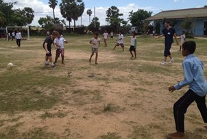 Photo of CSU students playing soccer