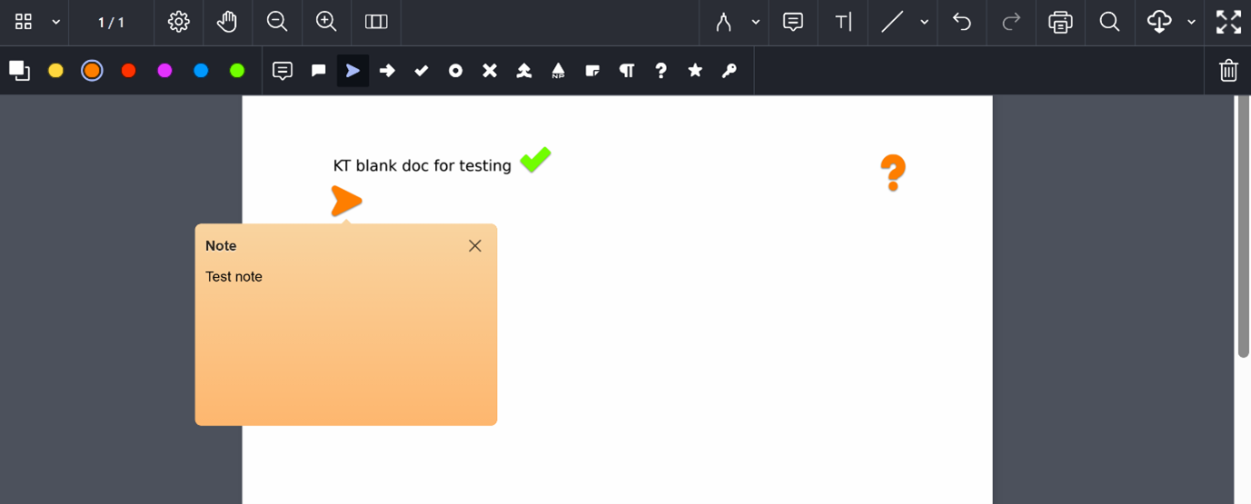 A submission with several notes on it. One note is expanded. The options bar is also open