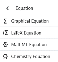 Options for inserting equations in Brightspace