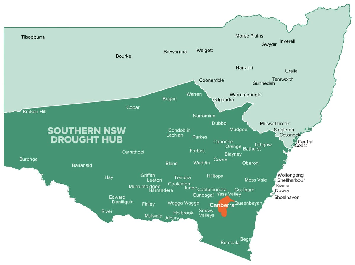 Southern NSW Innovation Hub region map