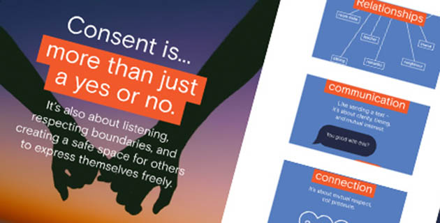 Collection of nine A4 posters on consent