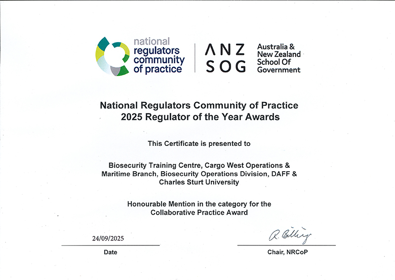 National Regulators Community of Practice  2025 Regulator of the Year Award page one