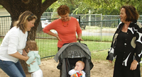 Prue Walsh (right), Annabelle Hillsdon (left) and Childcare Centre Director Lyn Boole