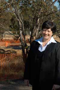 Associate Professor Barbara Taylor near the construction site for School of Dentistry and Health Sciences' teaching facilities at CSU.