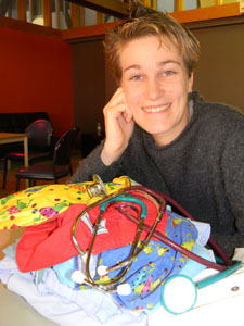 Cassanne Eccleston with supplies she will take to Kenya