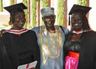 From left: Graduate Mrs Susan Moi, her husband Mr John Moi and daughter and fellow graduate Ms Yangi Moi from Wagga Wagga.