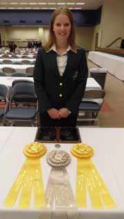 CSU student Ms Vanessa Campbell with her medals from the meat judging competition in the USA in early 2013.