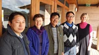 Dr Dr Tashi Samdup (centre) discusses future research opportunities in Bhutan with, from left, PhD student Kuenga Namgay, ILWS's Dr Joanne Millar, PhD student Karma Tenzing and Dr Rosemary Black from ILWS.