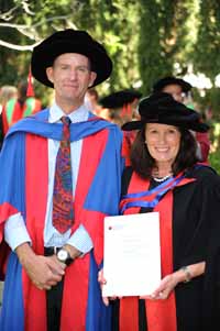 Dr Amanda Davies at her graduation from CSU in 2013. She is with her supervisor, Associate Professor Barney Dalgarno. 