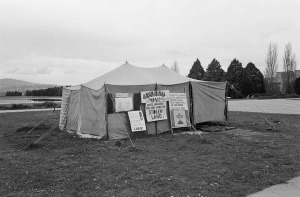 Tent Embassy black white