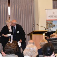 Rt Rev Professor Stepehn Pickard thanks Professor Elizabeth MacKinlay at the end of her keynote address titled “Ageing and frailty: a spiritual perspective of the lived experience”. Photograph by Sarah Stitt