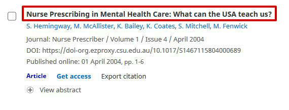 screen sample of the Cambridge Journals website with the 'Abstract' link highlighted
