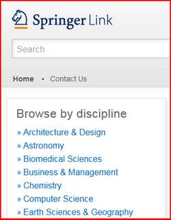 screen sample of the SpringerLink website