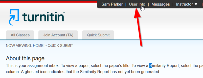 Turnitin user information