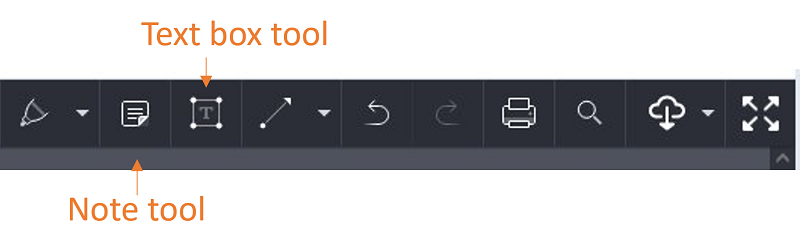 The location of the note tool on the annotations bar