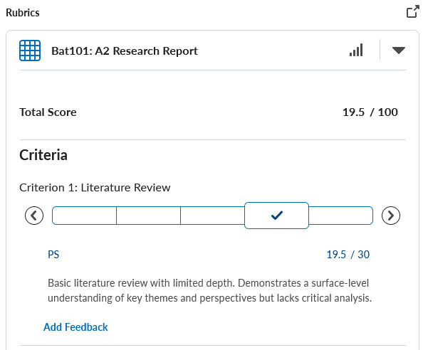 Selecting a grade