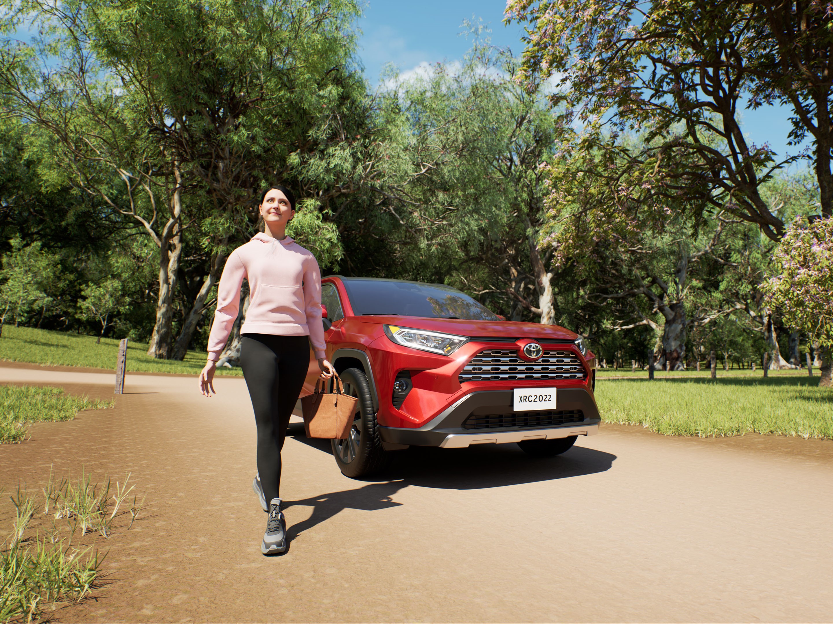 woman in front of car