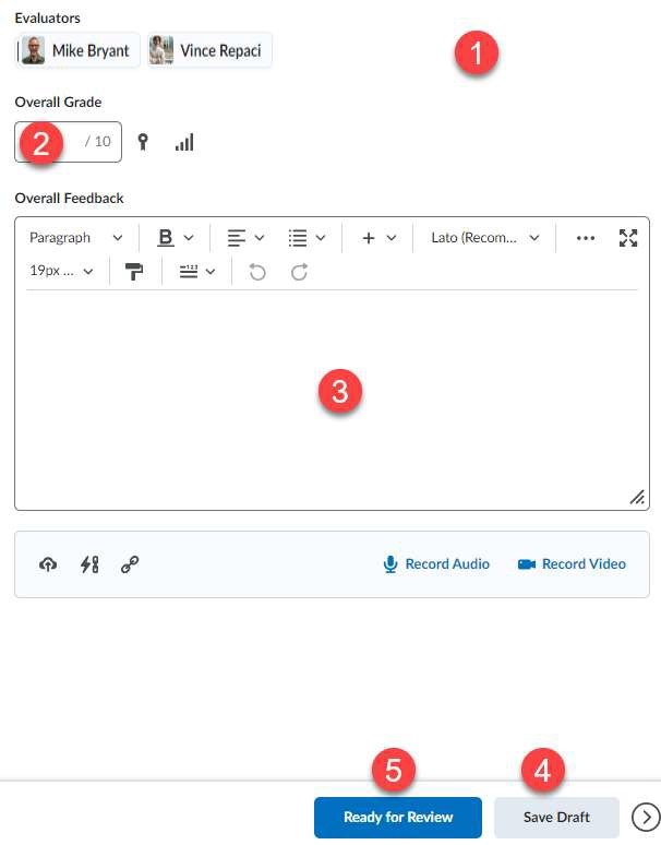 One Shared Evaluation where all evaluators will contribute to each submission