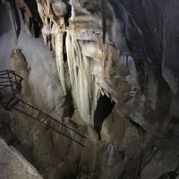 A view from above, showing the old ladders used to access different parts of the caves.
