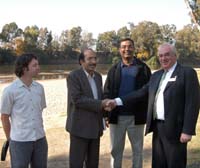 Left to right: Declan Hearne, Catholic Relief Services, Philippines, Zahid Hussain, Oxfam, Pakistan, Professor Shahbaz Khan, CSU, and Wagga Wagga Mayor Kerry Pascoe.