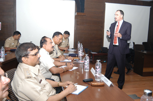 Indian police officers with guest lecturer Superintendant Mike Homden from the NSW Police