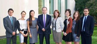 Environment student Matt Lincoln (far left), with Opposition leader Bill Shorten, MP and fellow Global Voices in Canberra.