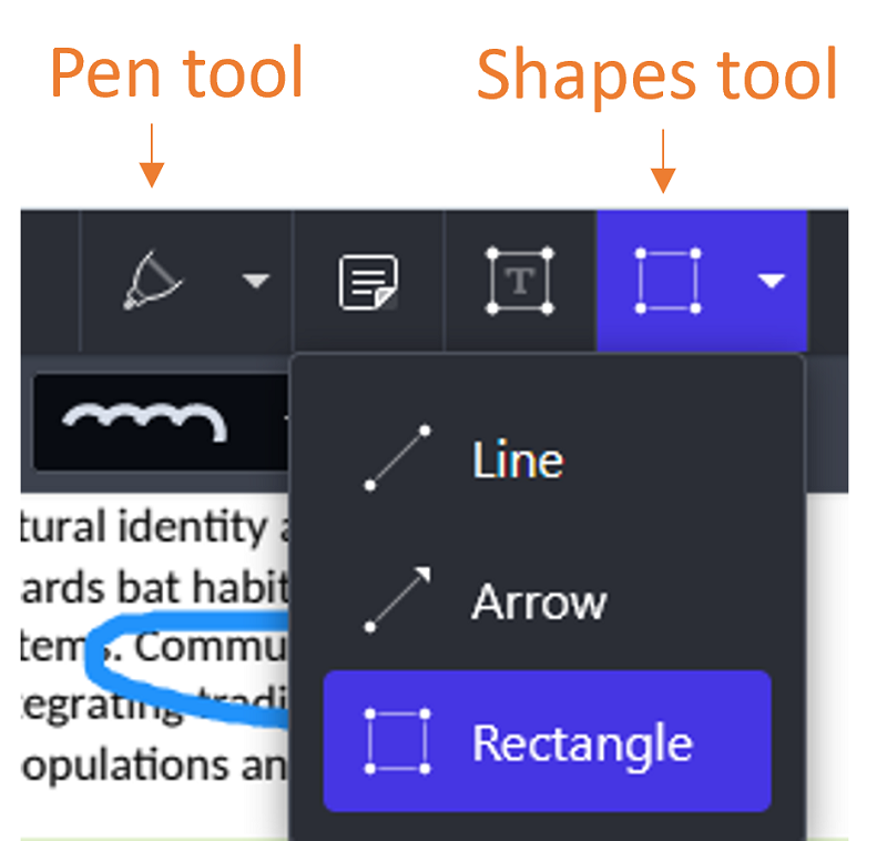 The Pen and Shapes tools