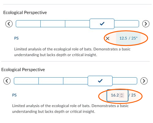 Changing the numerical grade