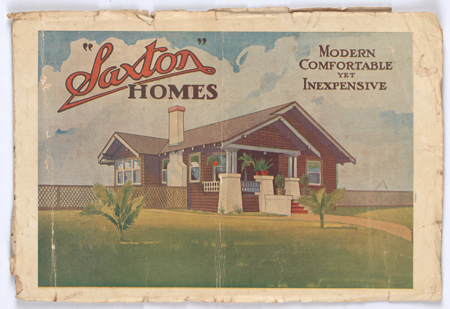 Image of house on front cover of Saxton Homes trade catalogue.