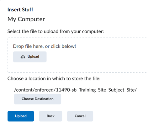 Insert stuff – my computer – dialog box