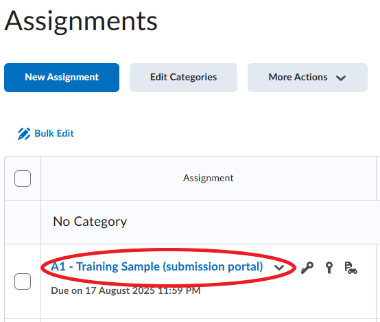 click on the assignment name 