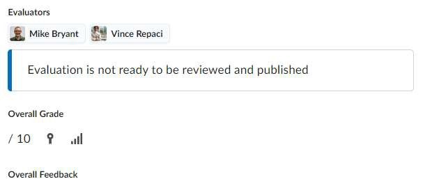 Warning message if the ‘Ready for Review’ button is not clicked on saying that the evaluation is not ready to be reviewed and published