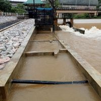 The vertical slot fishway in operation.