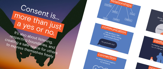 Collection of nine A4 posters on consent 